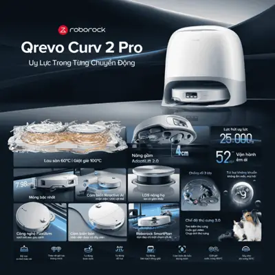 Robot hút bụi lau nhà Roborock Q Revo Curv 2 Pro